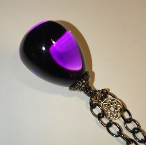 SYNA Amethyst Diamond Gold XL Mogul Pendant Necklace